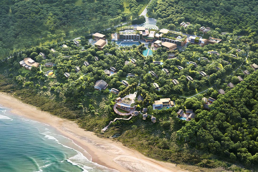 render of a resort seen from the air
